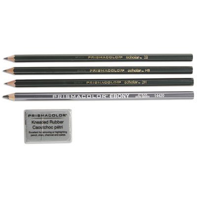 Scholar Graphite Pencil Set, 4B, 2B, HB, 2H Pencils, Kneaded Eraser SAN2502