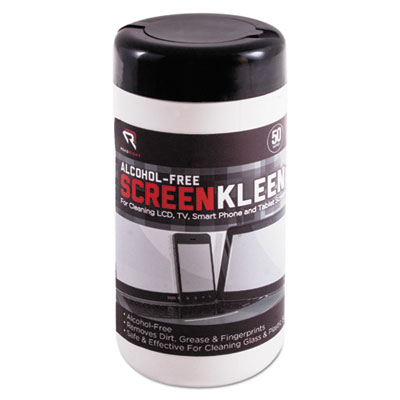Read Right ScreenKleen Monitor Screen Wet Wipes, Cloth, 5 1/4 x 5 3/4, 50/Tub REARR1491