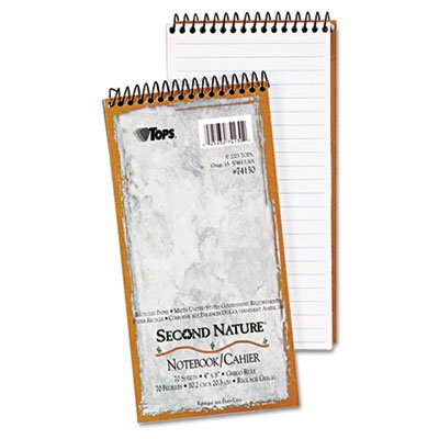 Tops Second Nature Spiral Reporter/Steno Book, Gregg, 4 x 8, White, 70 Sheets TOP74130