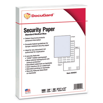 DocuGard Security Paper, Blue, 8-1/2 x 11, 500/Ream PRB04541