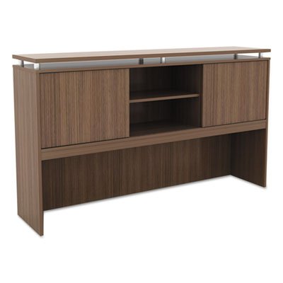 Sedina Series Hutch with Sliding Doors, 66w x 15d x 42 1/2h, Modern Walnut ALESE266615WA