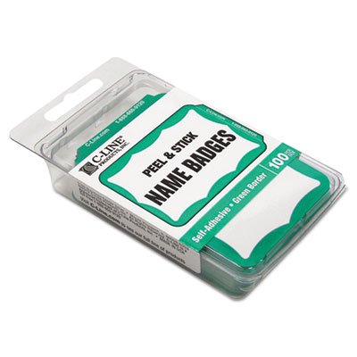 C-Line Self-Adhesive Name Badges, 3-1/2 x 2-1/4, Green, 100/Box 92263