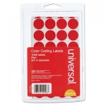 UNV40103 Self-Adhesive Removable Color-Coding Labels, 3/4" dia, Red, 1008/Pack UNV40103