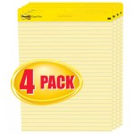 Post-It Easel Pads Self-Stick Easel Pads, Ruled, 25 x 30, Yellow, 4 30-Sheet Pads/Carton MMM561VAD4PK