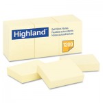 Highland 6539 Self-Stick Notes, 1.38 x 1.88, Yellow, 100 Notes/Pad, 12 Pads/Pack MMM6539YW