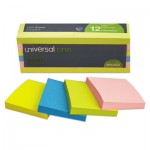 UNV35612 Self-Stick Notes, 3 x 3, Assorted Neon Colors, 100-Sheet, 12/Pack UNV35612