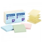 Highland Self-Stick Notes, 3 x 3, Assorted Pastel, 100 Sheets MMM6549PUA