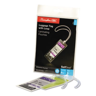 Swingline Gbc SelfSeal Single-Sided Luggage-Tag Laminating Sheets, 8mil, 2 7/8 x 4 5/8, 5/Pack SWI3745165