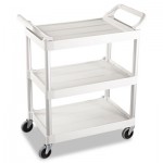 Rubbermaid Commercial FG342488OWHT Service Cart, 200-lb Capacity, Three-Shelf, 18.63w x 33.63d x 37.75h, Off-White