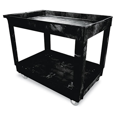 Rubbermaid Commercial FG9T6700BLA Service/Utility Cart, Two-Shelf, 24w x 40d x 31.25h, Black RCP9T6700BLA