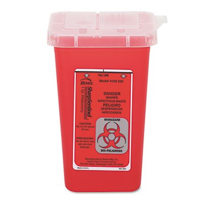 Impact Sharps Waste Receptacle, Square, Plastic, 32oz, Red 7350