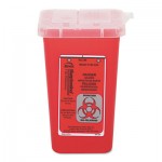 Impact Sharps Waste Receptacle, Square, Plastic, 32oz, Red 7350