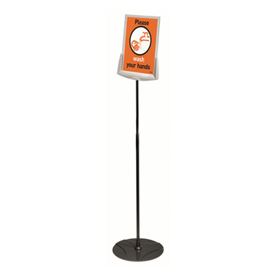 Durable Sherpa Infobase Sign Stand, Acrylic/Metal, 40"-60" High, Gray DBL558957