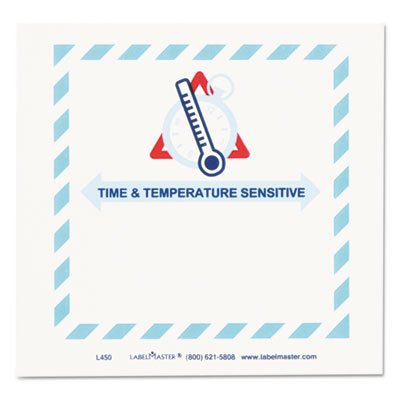 Shipping and Handling Self-Adhesive Label, 5 1/2 x 5, TIME/TEMPERATURE, 500/Roll LMTL450