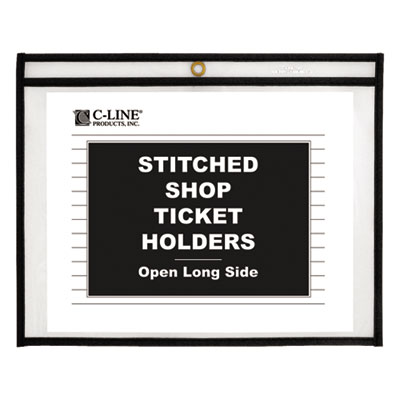 C-Line Shop Ticket Holders, Stitched, Both Sides Clear, 75 Sheets, 12 x 9, 25/Box CLI49912