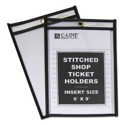 C-Line Shop Ticket Holders, Stitched, Both Sides Clear, 50", 6 x 9, 25/BX CLI46069