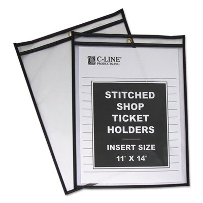 C-Line Shop Ticket Holders, Stitched, Both Sides Clear, 75", 11 x 14, 25/BX CLI46114