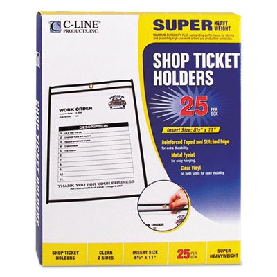 C-Line Shop Ticket Holders, Stitched, Both Sides Clear, 50", 8 1/2 x 11, 25/BX CLI46911