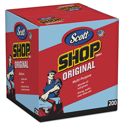 Scott Shop Towels, POP-UP Box, Blue, 10 x 13, 200/Box, 8 Boxes/Carton KCC75190
