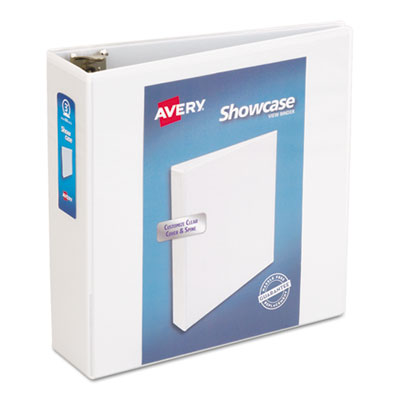 Avery Showcase Economy View Binder with Round Rings, 3 Rings, 3" Capacity, 11 x 8.5, White AVE19751