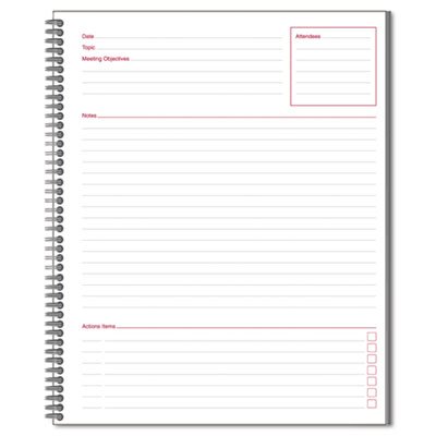 Cambridge Side-Bound Guided Business Notebook, Linen, Meeting Notes, 8 1/4 x 11, 80 Sheets MEA06132