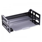 UNV08101 Side Load Legal Desk Tray, Two Tier, Plastic, Black UNV08101
