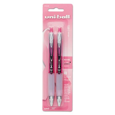 Uni-Ball Signo Gel 207 Roller Ball Retractable Gel Pen, Black Ink, Medium, 2/Pack SAN1745148