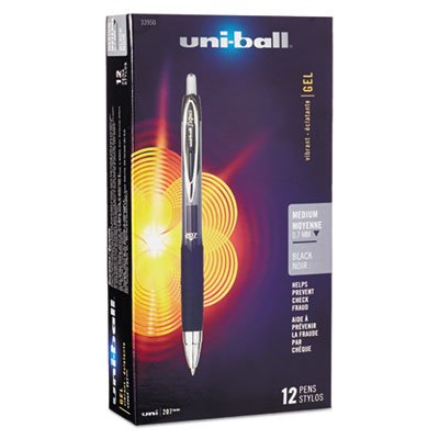 Uni-Ball Signo Gel 207 Roller Ball Retractable Gel Pen, Black Ink, Medium, Dozen SAN33950