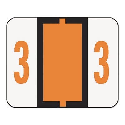 Smead Single Digit End Tab Labels, Number 3, Dark Orange, 500/Roll SMD67373