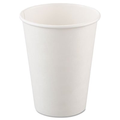 SCC 412WN Single-Sided Poly Paper Hot Cups, 12oz, White, 50/Bag, 20 Bags/Carton SCC412WN