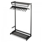 Quartet Single-Sided Rack w/Two Shelves, 12 Hangers, Steel, 48" Wide, Black QRT20224