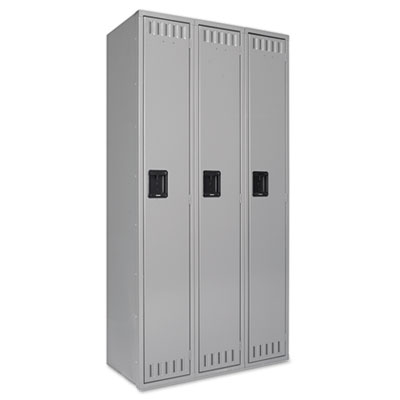 Tennsco Single Tier Locker, Three Units, 36w x 18d x 72h, Medium Gray TNNSTS121872CMG