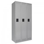 Tennsco Single Tier Locker, Three Units, 36w x 18d x 72h, Medium Gray TNNSTS121872CMG