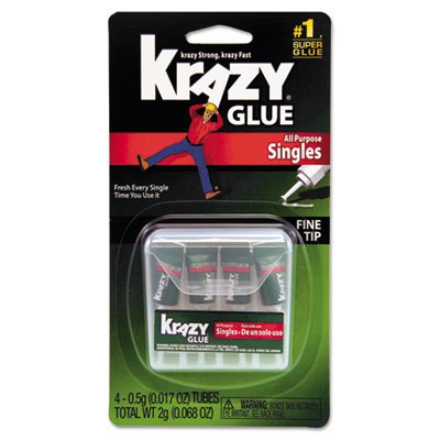 Krazy Glue Single-Use Tubes w/Storage Case, 0.07 oz, 4/Pack EPIKG58248SN