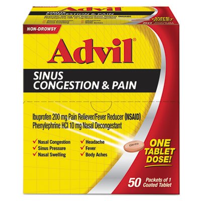 Sinus Congestion & Pain Relief, 50/Box PFI019901