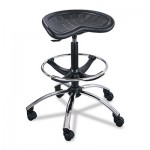 Safco Sit-Star Stool with Footring & Caster, 27 -36h Seat, Black/Chrome SAF6660BL