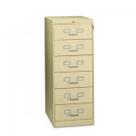 Six-Drawer Multimedia Cabinet for 6 x 9 Cards, 21-1/4w x 52h, Putty TNNCF669PY