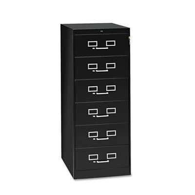 Tennsco Six-Drawer Multimedia Cabinet For 6 x 9 Cards, 21-1/4w x 52h, Black TNNCF669BK
