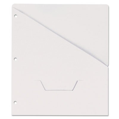 UNV61687 Slash-Cut Pockets for Three-Ring Binders, Jacket, Letter, 11 Pt., White, 10/Pack UNV61687