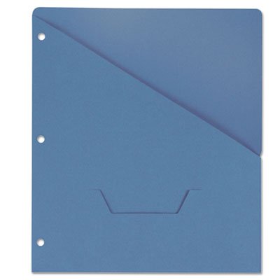 UNV61681 Slash-Cut Pockets for Three-Ring Binders, Jacket, Letter, 11 Pt., Blue, 10/Pack UNV61681