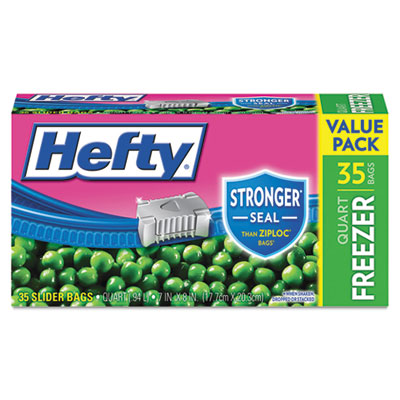 Hefty PAC R82235 Slider Bags, 1 qt, 2.5 mil, 7" x 8", Clear, 315/Carton RFPR82235CT