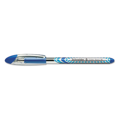 SchneiderA Slider Stick Ballpoint Pen, 0.8 mm, Blue Ink, Blue/Silver Barrel, 10/Box RED151103
