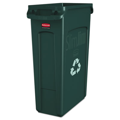 Rubbermaid Commercial FG354007GRN Slim Jim Recycling Container with Venting Channels, Plastic, 23 gal, Green RCP354007GN