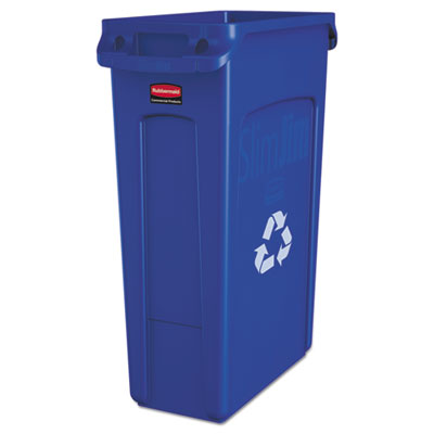 Rubbermaid Commercial FG354007BLUE Slim Jim Recycling Container with Venting Channels, Plastic, 23 gal, Blue RCP354007BE