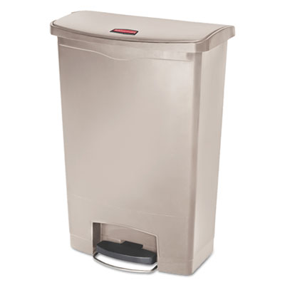 Rubbermaid Commercial Slim Jim Resin Step-On Container, Front Step Style, 24 gal, Beige RCP1883552