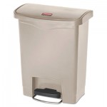 Rubbermaid Commercial Slim Jim Resin Step-On Container, Front Step Style, 8 gal, Beige RCP1883456