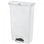Rubbermaid Commercial Slim Jim Resin Step-On Container, Front Step Style, 18 gal, White RCP1883559