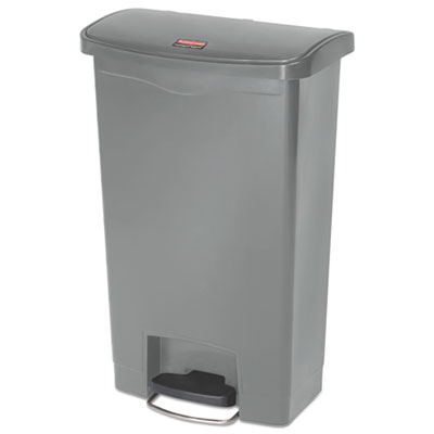 Rubbermaid Commercial Slim Jim Resin Step-On Container, Front Step Style, 13 gal, Gray RCP1883602