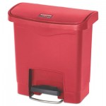 Rubbermaid Commercial Slim Jim Resin Step-On Container, Front Step Style, 4 gal, Red RCP1883563