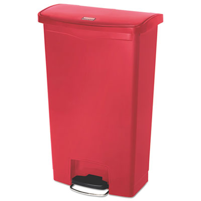 Rubbermaid Commercial Slim Jim Resin Step-On Container, Front Step Style, 18 gal, Red RCP1883568